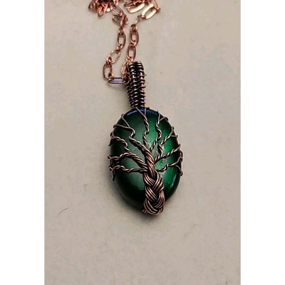 Copper Wrapped Labradorite Pendant On 18" Chain Necklace